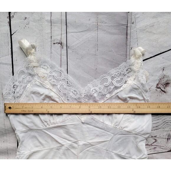 Vintage Full Slip Dress Nylon Size 38 Made In USA Lace White - Picture 5 of 7